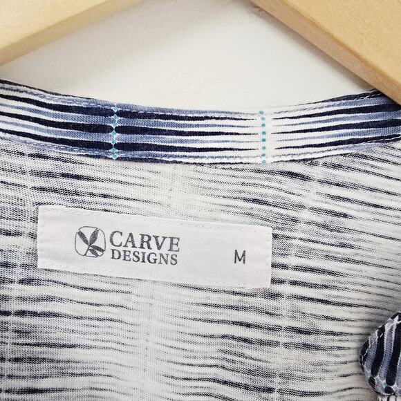 Carve Designs Top Medium Womens Middleton Sleeveless Button Front Blue V-neck - Picture 6 of 9